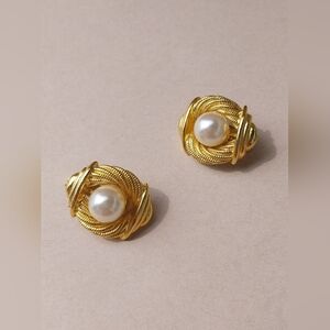Pierre Cardin  Gold and Pearl Earrings